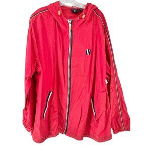 Venezia Sport Hooded Windbreaker Jacket Womens 26/28 Red Zip-Up Lightweight